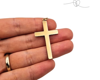 9ct Gold Cross Pendant, Statement Cross, Yellow Gold Religious Pendant, Vintage Gold Cross
