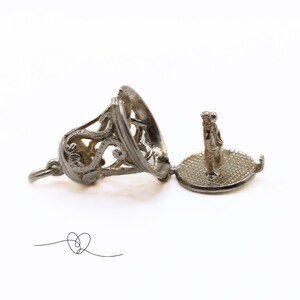 Vintage Silver Wedding bell Charm Opens to Bride and Groom Silver Gift for Wedding Anniversary Valentines New Couple