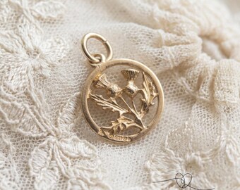 1977 9ct Gold Scottish Thistle Charm, Hallmarked Edinburgh Gold Pendant, Scottish Heritage Charm, Thistle Pendant