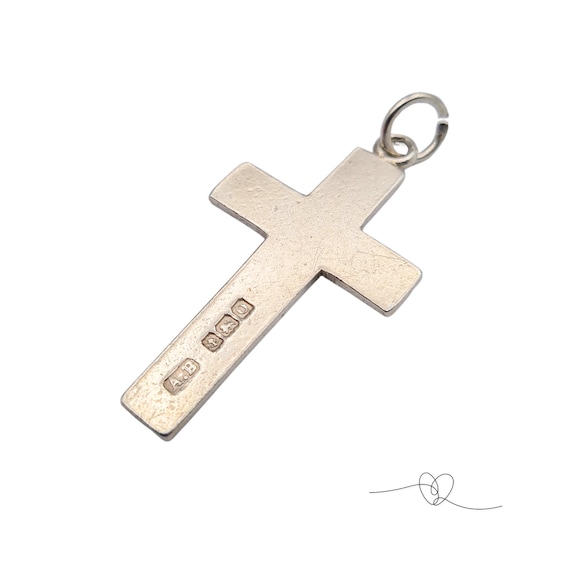 Solid Silver Cross Pendant Charm, AB Birmingham 1… - image 3