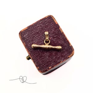 9ct Gold T-Bar Charm Pendant, Stamped 375, Vintage Gold Fob for Necklace or Bracelet, Gold Gift for Her, Albert Chain T-bar