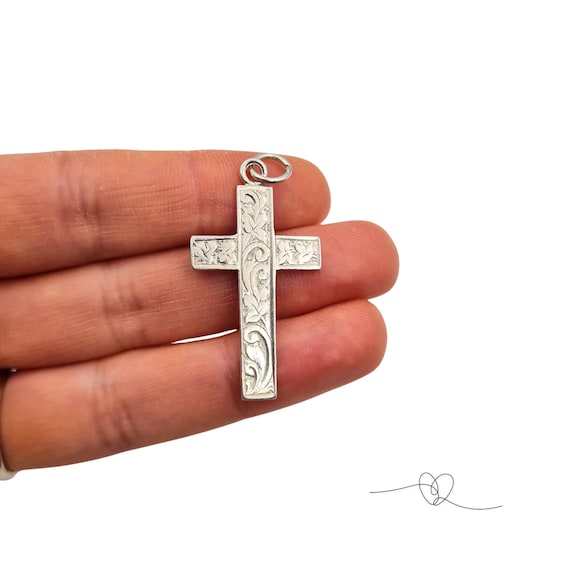 Solid Silver Cross Pendant Charm, AB Birmingham 1… - image 5