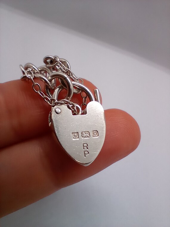 Vintage solid sterling silver charm bracelet hall… - image 2