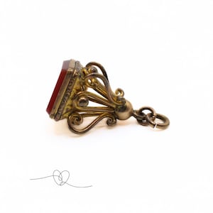 Antique Gold Plated Fob Seal Gold Cased Wax Seal Fob Seal Victorian Antique Letter Seal Red Carnelian Stone