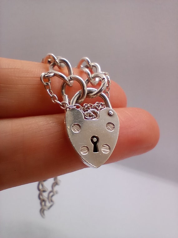 Vintage solid sterling silver charm bracelet hall… - image 5