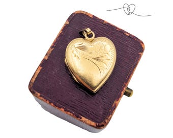 9ct Gold Back & Front Heart Photo Locket, Engraved Heart Pendant, Two Photo Keepsake