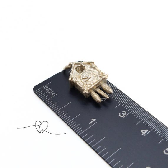 Vintage Silver Cuckoo Clock Charm Silver Moving C… - image 5