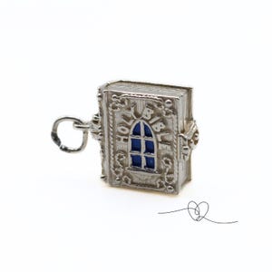 Vintage Silver NUVO Bible Charm Silver Bible Opening Bible Praying Angel Baby Jesus Genuine Nuvo Hallmarked Silver Gift for Her Bracelet