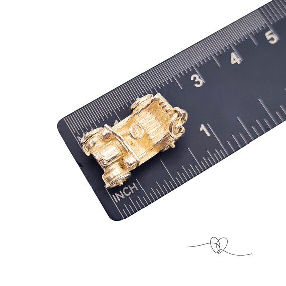 Solid Silver Car Charm with Moving Wheels, Old Vi… - image 6