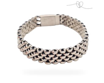 Solid 925 Sterling Silver Flat Link Bracelet, 8 Inch Length, 1.2cm Wide, 50g Substantial Weight, Fully Stamped