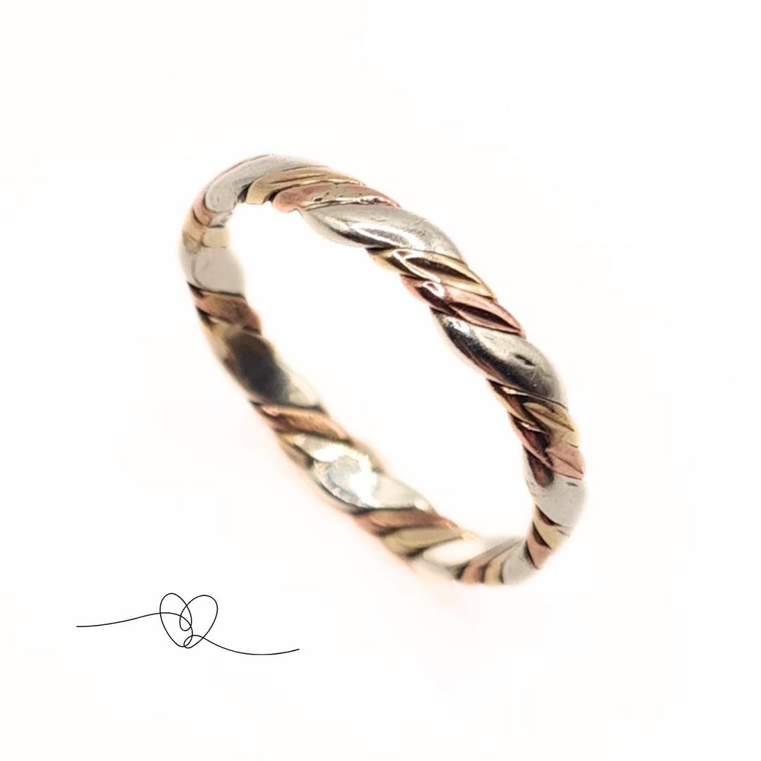 9ct Gold Twist Ring Gold 375 Ring UK Size M US 6.5 Yellow White Rose ...