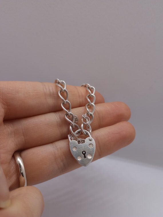 Vintage solid sterling silver charm bracelet hall… - image 4