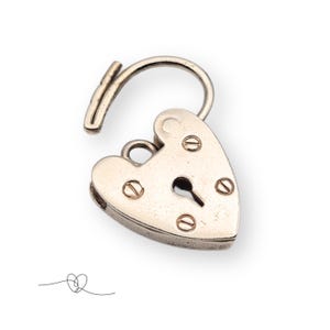 Solid Silver Heart Padlock Charm, Fully Hallmarked Birmingham 1973, Silver Padlock Pendant, British Silver, Gift for Her Necklace