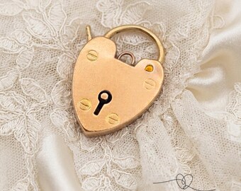 Huge Antique Rose Gold Heart Padlock 9ct Rose Gold Charm  Padlocks 9ct Gift for Her Birthday Gift Anniversary