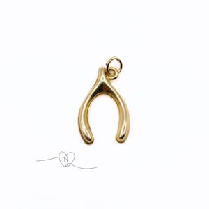 Vintage Gold Wishbone Charm or Pendant 9ct Gold Lucky Charm Bracelet 9ct British Gold Gift for Her Birthday Gift for Friend