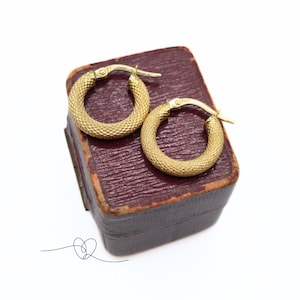 9ct Gold Hoop Earrings Textured Hoops Small Hoop Earrings Gift for Her Hallmarked Gold