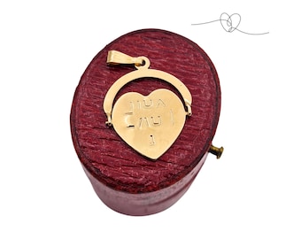 9ct Gold I Love You Spinning Heart Pendant, Rotating Love Message Charm, Sentimental Gold Jewellery Gift