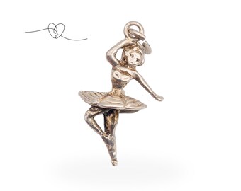 Silver Ballerina Charm, Dancing Ballet Dancer Pendant, Sterling Silver Ballet Charm, Ballet Lover Gift, Charm Bracelet Pendant