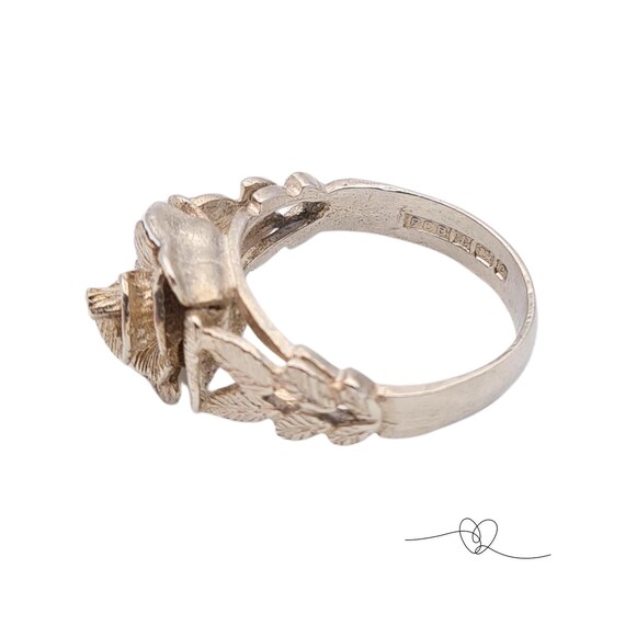 Solid Silver Flower Ring, Birmingham 1977 Hallmar… - image 3