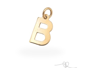 9ct Gold Capital Letter B Charm Pendant, Fully Hallmarked Initial Charm, Personalised Jewellery Gift