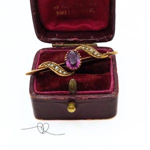 Antique 9ct Brooch Amethyst and Pearl decorative Brooch 9ct British Fully Hallmarked Gold Edwardian Brooch Gift for Her
