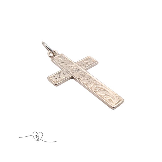 Solid Silver Cross Pendant Charm, AB Birmingham 1… - image 4