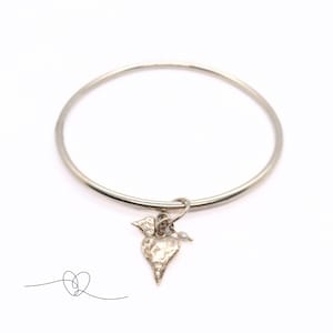 Vintage solid sterling silver heart bangle bracelet - 925 Silver bracelet - Vintage 925 Sterling Silver