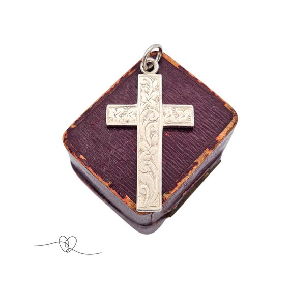 Solid Silver Cross Pendant Charm, AB Birmingham 1… - image 2