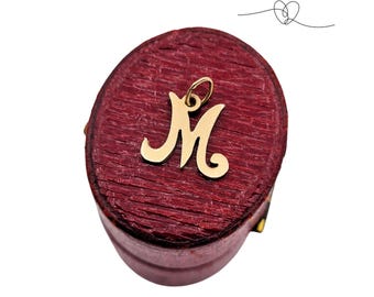 Small 9ct Gold Letter M Charm, Capital Initial M Pendant, Personalised Gold Alphabet Charm, 375 Stamped