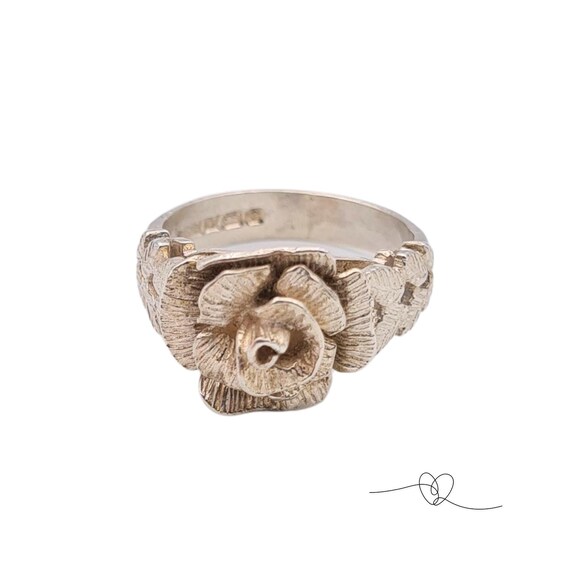 Solid Silver Flower Ring, Birmingham 1977 Hallmar… - image 10