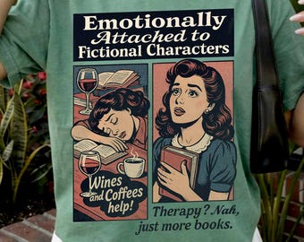 Vintage Pop Art Bookworm Shirt, Comfort Colors Retro Bookish Top, Emo Novel Reader Apparel,  Fictional Characters Graphic Tee