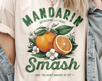 Mandarin Smash Vintage Citrus Fruit Shirt, Retro Botanical Graphic Tee, Cottagecore Summer Top for Orange Lover