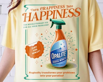 Retro Opalite Spray Bottle T-Shirt: Vintage Ad Style Graphic Tee, Music Fan Shirt