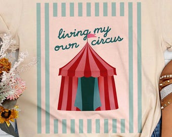 Red Pink Circus Graphic Tee: Boho Hippie Vibrant Carnival Life Shirt (Fun Haus)