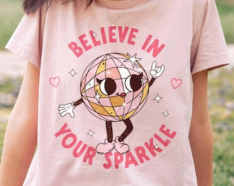 Retro Disco Ball Sparkle T-Shirt: Funny Dancing Top Graphic Tee