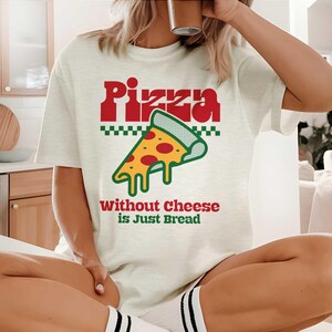 Retro Cheese Pizza Graphic Tee: Humorous Foodie T-Shirt