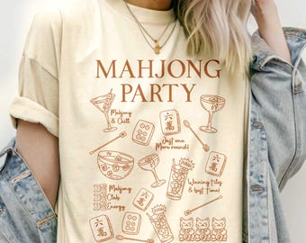 Mahjong Party Graphic Tee: Hippie Funny Mahj Game Night Shirt (Mahjongg)