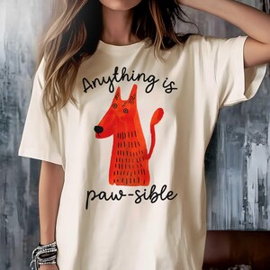Cartoon Red Dog Retro Shirt, Humorous Quote Graphic Tee, Vintage Animal Gift Top, Cute Dog Lover Tshirt, Crew Neck Funny Canine Paw T Shirt