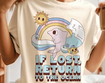 Groovy Dolphin Fish Graphic Tee: Boho Hippie Summer Seaside Shirt