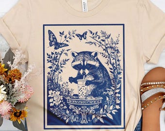 Camiseta vintage de mapache con estampado de té de burbujas helado: Camiseta hippie retro con animales (Camiseta con meme divertido)