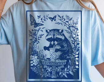 Camiseta de té boba helado con mapache: Camiseta retro de animales de Comfort Colors (Camiseta con meme divertido)