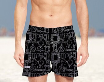 Retro style Men swim shorts. Beach Short Casual Shorts with Pockets. men swimwear. swimsuit. summer fashion. beach wear. swimming.