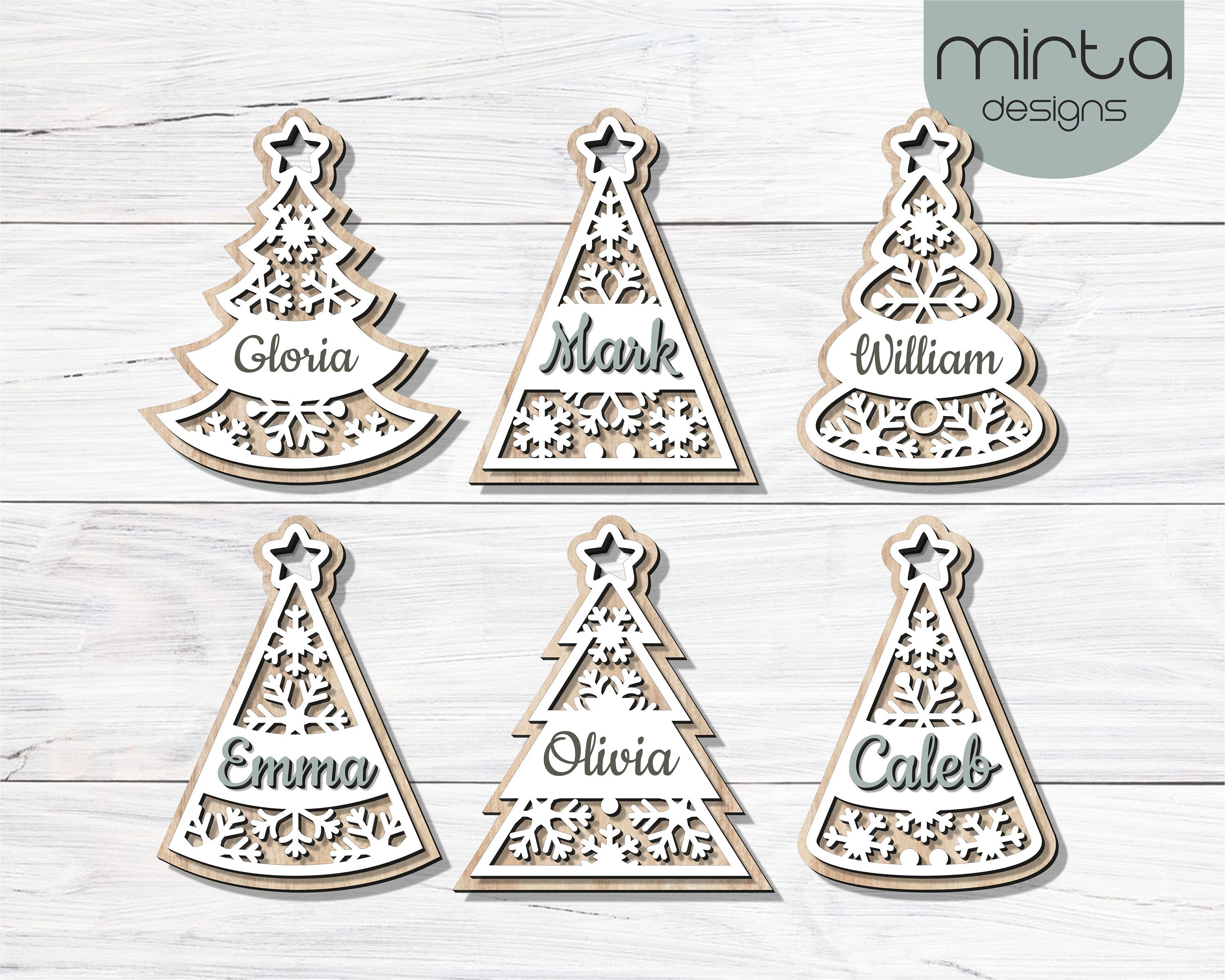 christmas tree svg, laser cut file, christmas ornament svg, christmas tree bundle svg, personalized ornaments svg,  svg file glowforge