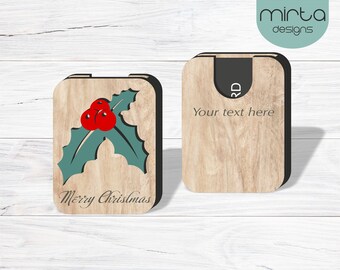 christmas gift card holder svg, laser cut file, gift card box svg, wood card holder file, merry christmas svg, geldgeschenke laser svg
