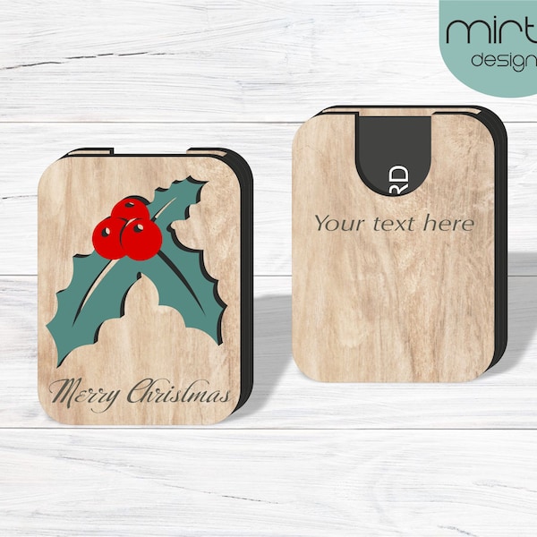 christmas gift card holder svg, laser cut file, gift card box svg, wood card holder file, merry christmas svg, geldgeschenke laser svg