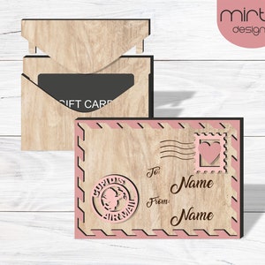 Valentinstag Geschenk Karte Halter Umschlag svg Laser cut Datei, Brief von Amor, Valentinstag Geschenk Karte Box svg, personalisierte Name svg