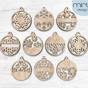 christmas ornaments snowflakes svg, personalized ornaments svg, laser cut file, christmas ornament svg, snowflakes ornament svg bundle