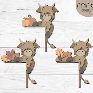 highland cow door corners laser cut file, fall door corner bundle svg, autumn door corner decor svg, svg file glowfotge, pumpkin laser cut