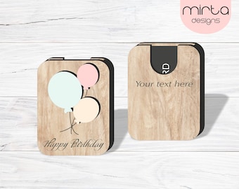 birthday gift card holder svg, laser cut file, gift card box svg, personalized gift card holder svg, happy birthday svg