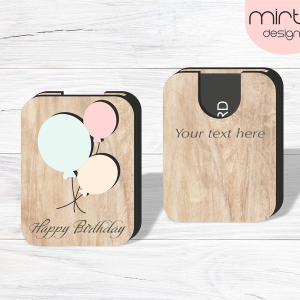 birthday gift card holder svg, laser cut file, gift card box svg, personalized gift card holder svg, happy birthday svg